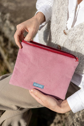 Pochette piatta - peonia e righe