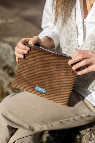 Pochette piatta - caramello e righe