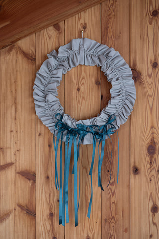 Ghirlanda natalizia in stoffa - fiocchi ottanio