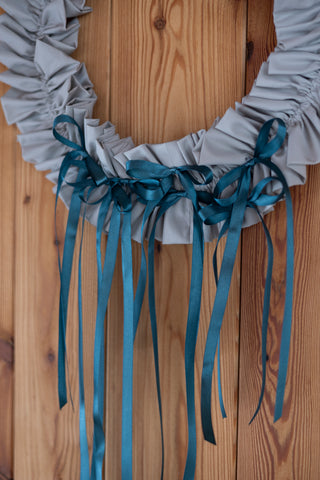 Ghirlanda natalizia in stoffa - fiocchi ottanio